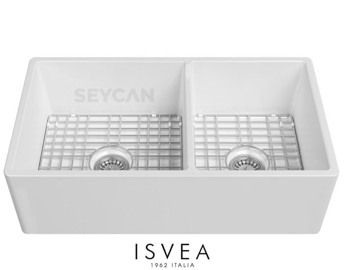 İsvea Ledro 84 cm Çift Hazneli Seramik Evye