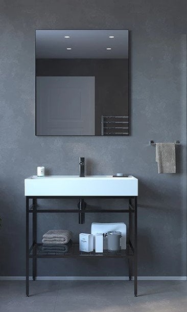 Orka Cape Town 80 cm Ayaklı Siyah Lavabolu Banyo Dolabı
