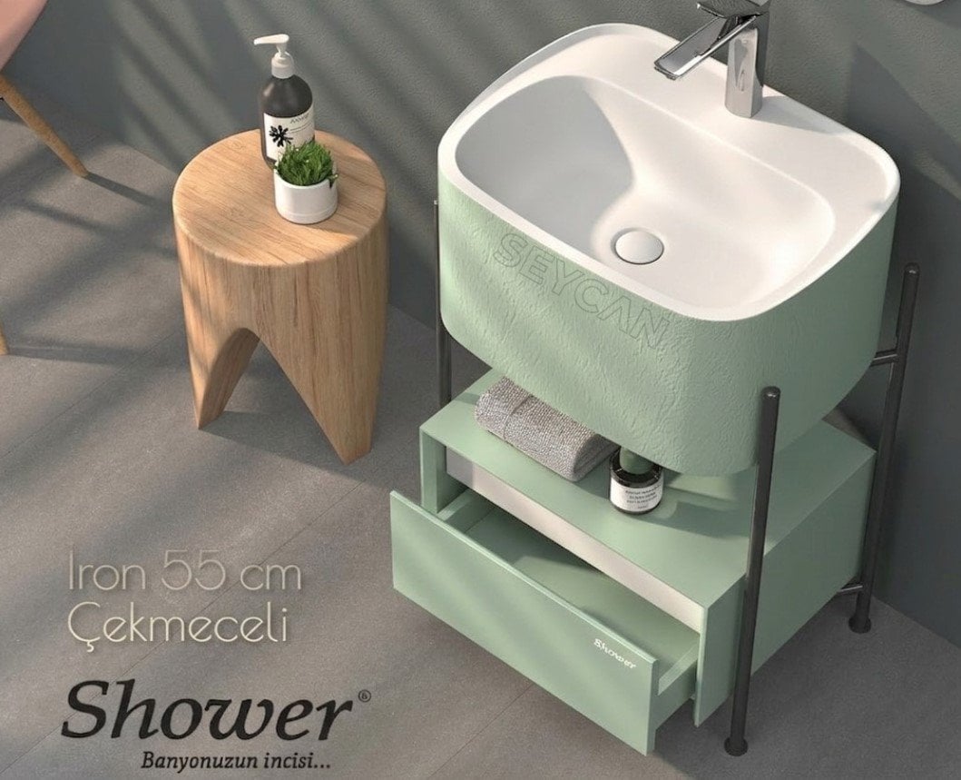 Shower İron 55 cm Çekmeceli Banyo Dolabı melisa renk