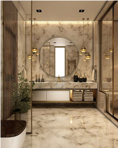 Mermer görünümlü lüks banyo - Seycan banyo ve seramik ürünleri