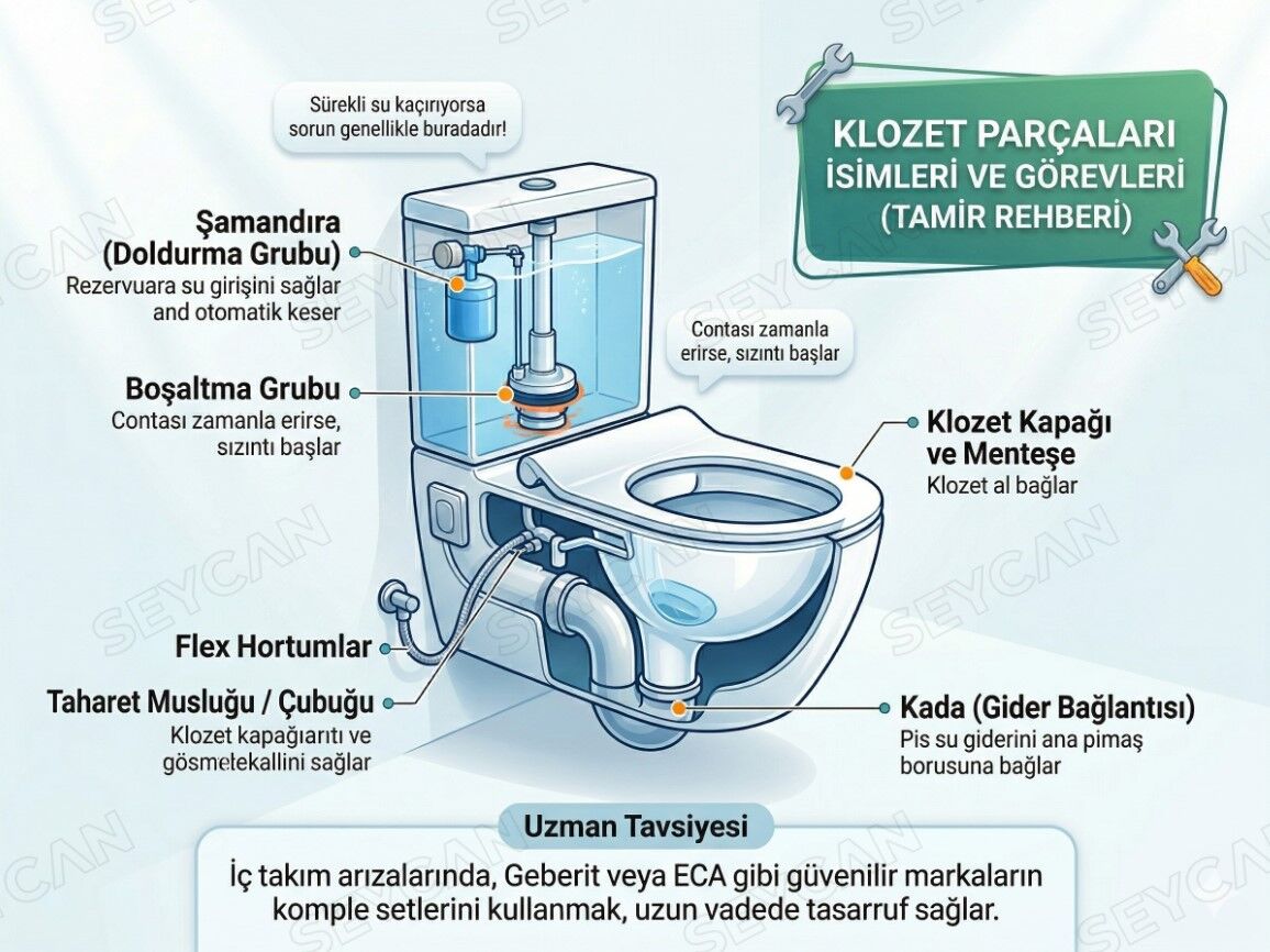 Klozet Parçaları İsimleri ve Görevleri (Teknik Rehber)