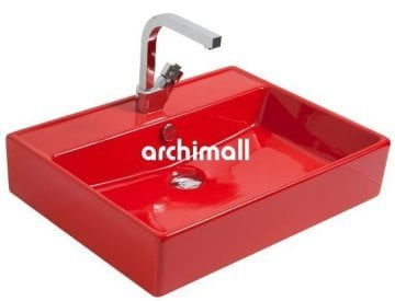 Kastra 60x46cm Tezgahüstü Lavabo Kırmızı