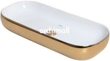 Niv 85x37cm Tezgahüstü Lavabo Altın Beyaz