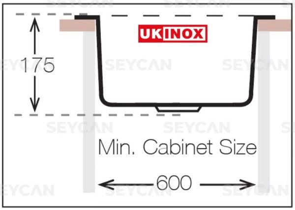 Ukinox Valente D-100 L Granit Evye Siyah