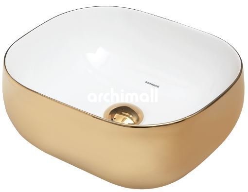 Niv 42x37cm Tezgahüstü Lavabo Altın Beyaz