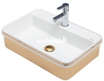 LyraBD 60x40cm Gömme Lavabo Altın Zeytin Yaprağı