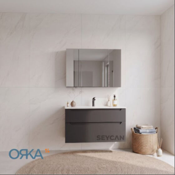 Orka Messina Ayna Dolaplı Banyo Dolabı 100 cm