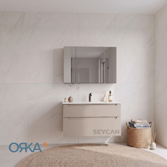 Orka Messina Ayna Dolaplı Banyo Dolabı 100 cm