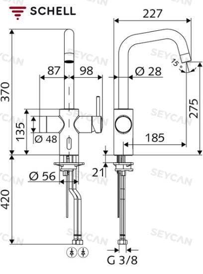 SCHELL Grandis E Fotoselli Mutfak Bataryası Çift Su Girişli
