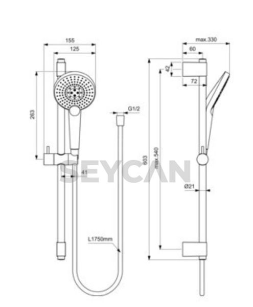İdeal Standard Round 125 mm Sürgülü Duş Seti