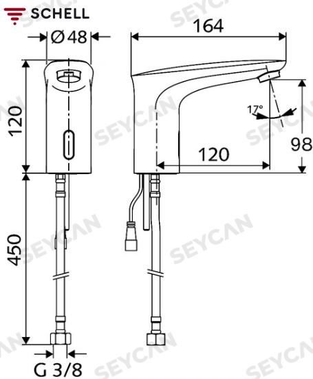 SCHELL Modus E HD-K Fotoselli Pilli Lavabo Bataryası Krom
