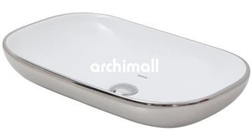 Alya 65x41cm Tezgahüstü Lavabo Platin Beyaz