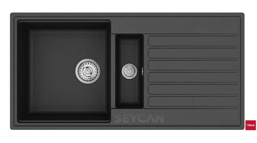 Teka Cliff 60 B-TQ 1.5 Gözlü Siyah Granit Eviye