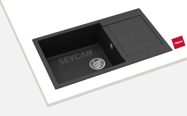 Teka Clivo 60 B-TQ Damlalıklı Siyah Granit Evye