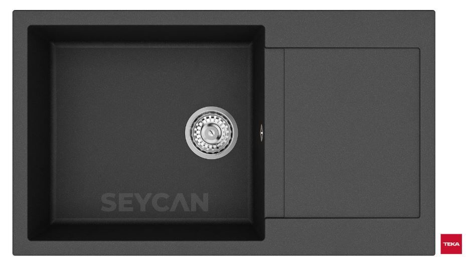 Teka Clivo 60 B-TQ Damlalıklı Siyah Granit Evye