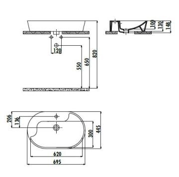 Creavit Topic 45x70 cm Setüstü Lavabo - Altın Kaplama