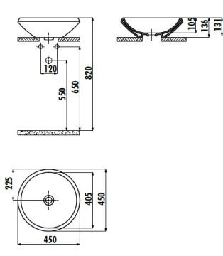 Creavit Mono Q45 cm Setüstü Lavabo - Altın Kaplama