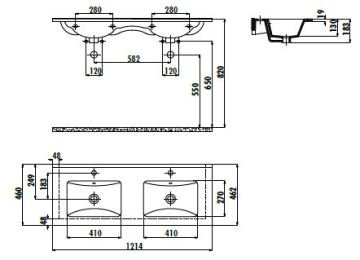 Creavit Su 46X121 Çift Hazneli Lavabo