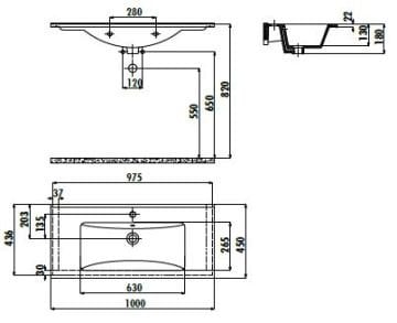 Creavit Su 45x100 cm Lavabo