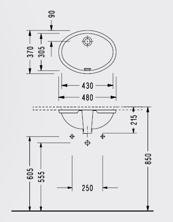 Serel 48x36 cm Tezgah Altı Lavabo