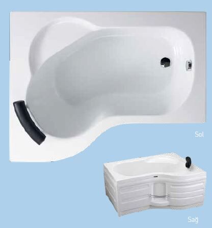 SANACRYL 130X100AKRİLİK PANELLİ KÜVET (SOL) (Kabuk+Ayak+Ön Panel) A-428
