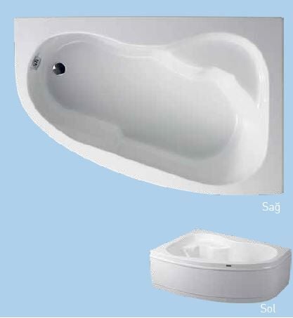 SANACRYL 150X100AKRİLİK PANELLİ KÜVET (SAĞ) (Kabuk+Ayak+Ön Panel) A-412