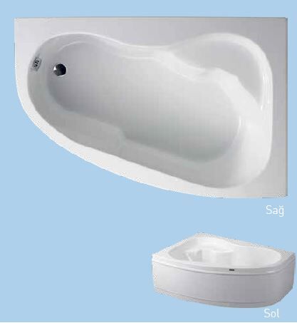 SANACRYL 160X100 AKRİLİK PANELLİ KÜVET (SOL) (Kabuk+Ayak+Ön Panel) A-413