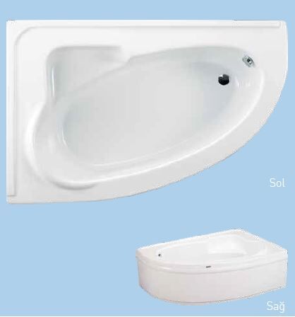 SANACRYL 165X105 AKRİLİK PANELLİ KÜVET (SAĞ) (Kabuk+Ayak+Ön Panel) A-409