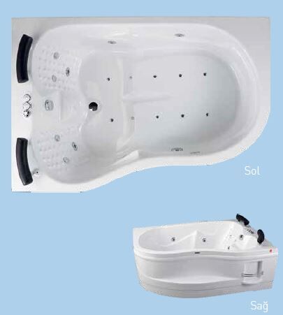 SANACRYL 175X120 AKRİLİK PANELLİ KÜVET (SOL) (Kabuk+Ayak+Ön Panel)  A-425
