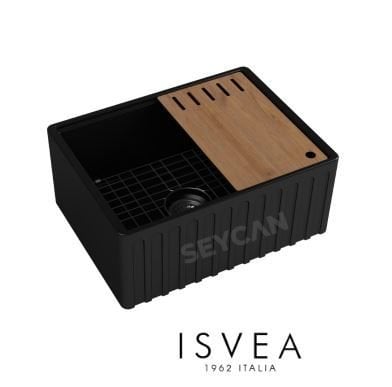 İsvea Ravenna 61 cm Tek Hazneli Seramik Evye Siyah