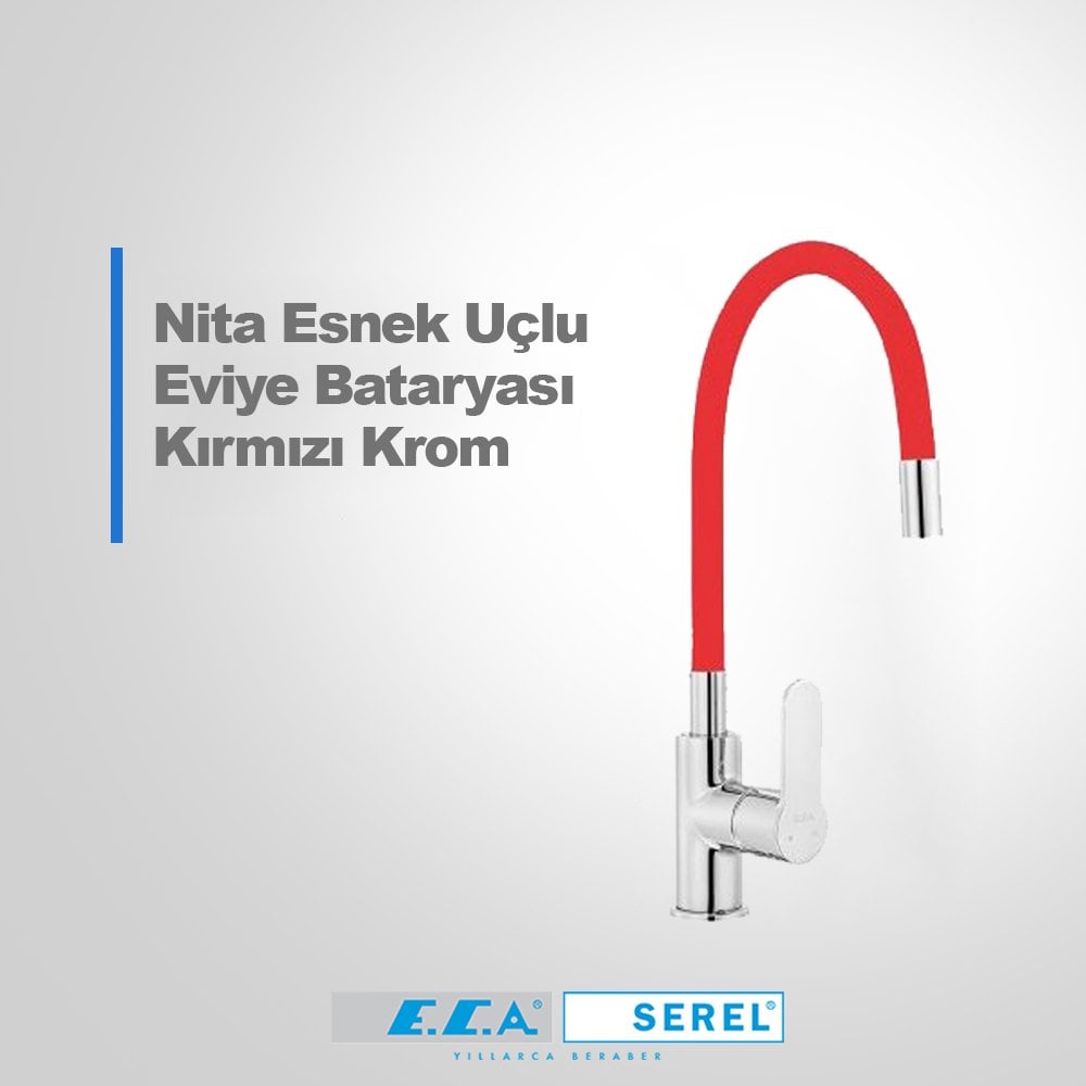 Eca Nita Esnek Uçlu Evye Bataryası Kırmızı Krom
