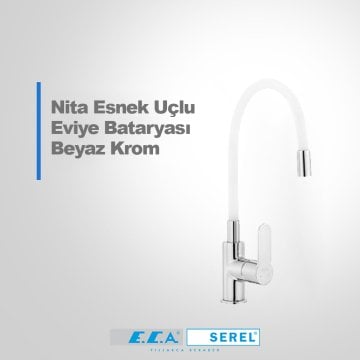 Eca Nita Esnek Uçlu Evye Bataryası Beyaz Krom
