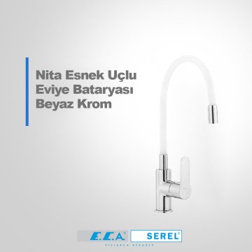 Eca Nita Esnek Uçlu Evye Bataryası Beyaz Krom