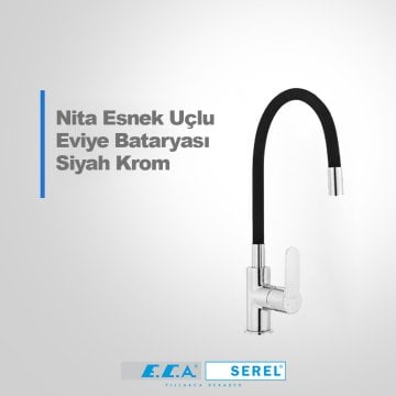 Eca Nita Esnek Uçlu Evye Bataryası Siyah Krom