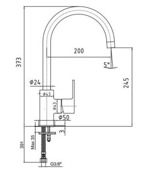 Eca Nita Esnek Uçlu Evye Bataryası Siyah Krom