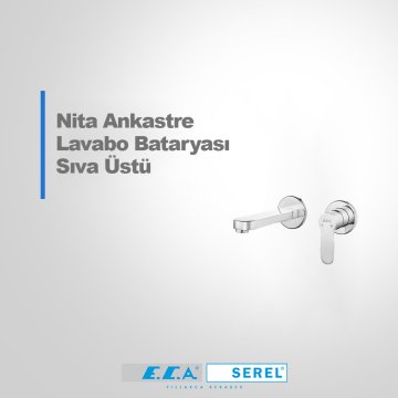 Eca Nita Ankastre Lavabo Bataryası Sıva Üstü Grubu Çift Rozet Krom