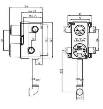 Eca Nita Ankastre Banyo Bataryası Sıva Altı Grubu 3 Yollu