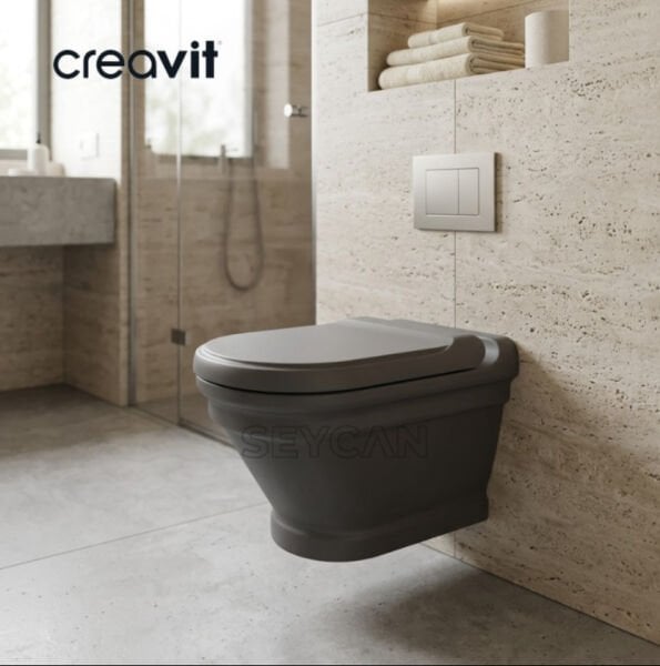 Creavit Antik Asma Klozet Antrasit Mat + Soft Klozet Kapağı