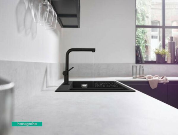 Hansgrohe Talis M54 Spralli eviye bataryası Satin Siyah 72809670