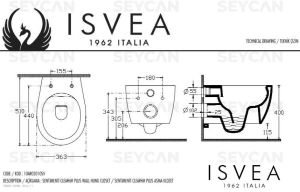 İSVEA Sentimenti Due Vortex Asma Klozet Seti
