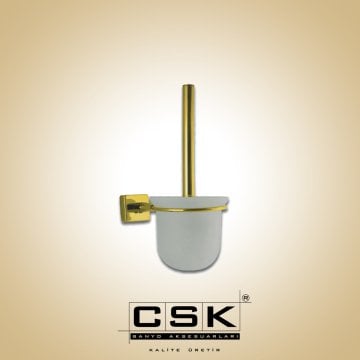 Aksu Klozet Fırçası Cam Altın