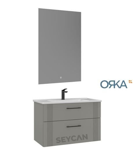 Orka Bari 85 Etajerli Asma Banyo Dolabı LED Aynalı