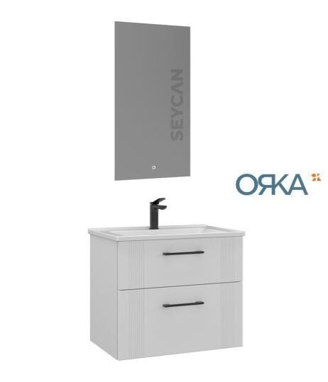 Orka Bari 65 Etajerli Asma Banyo Dolabı LED Aynalı