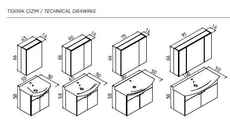Orka Purus 55 cm Ayaklı Banyo Dolabı