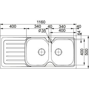 Franke Ondaline İki Gözlü Evye OLX 621 Sağ inox