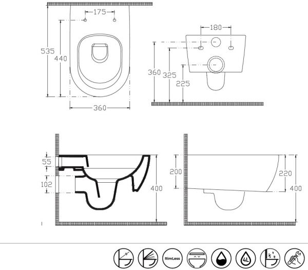 İSVEA Evo Rondo Rimless Asma Klozet Seti