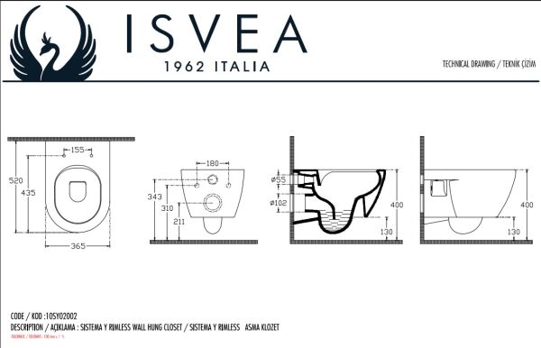 İsvea Soluzione XX Rimless Asma Klozet Seti