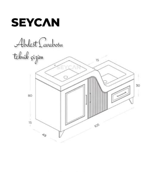 Shower Ceylin 105 cm Abdest Banyo Dolabı