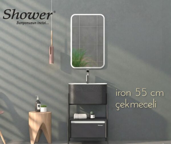 Shower İron 55 cm Çekmeceli Banyo Dolabı
