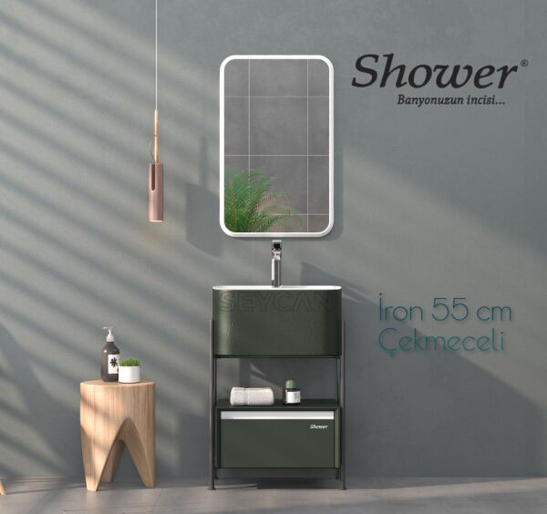 Shower İron 55 cm Çekmeceli Banyo Dolabı